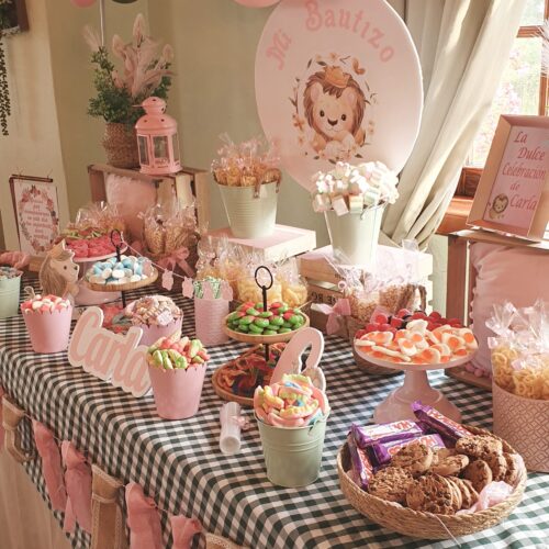 Mesa dulce para fiesta de Bautizo de niños y niñas